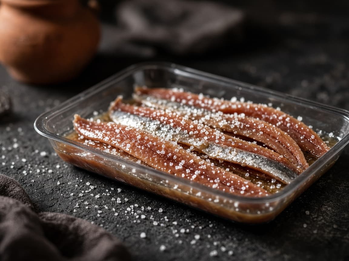 Filets d’anchois salés sous vide élaborés par SIGMA PÊCHE à l’ancien port d’Agadir
